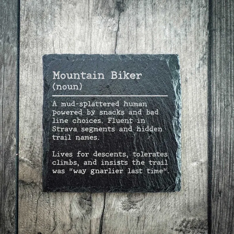 Funny Mountain Biker Dictionary Definition Slate Coaster-1